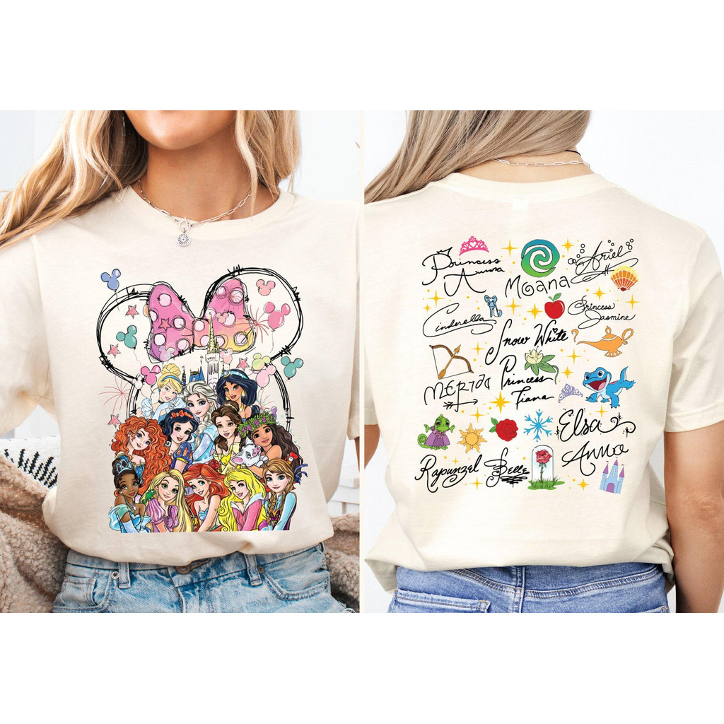 Camiseta Feminina Com Estampa de Personagens de Disney Colorida Confortável Linda Estilosa Moda Feminina Casual