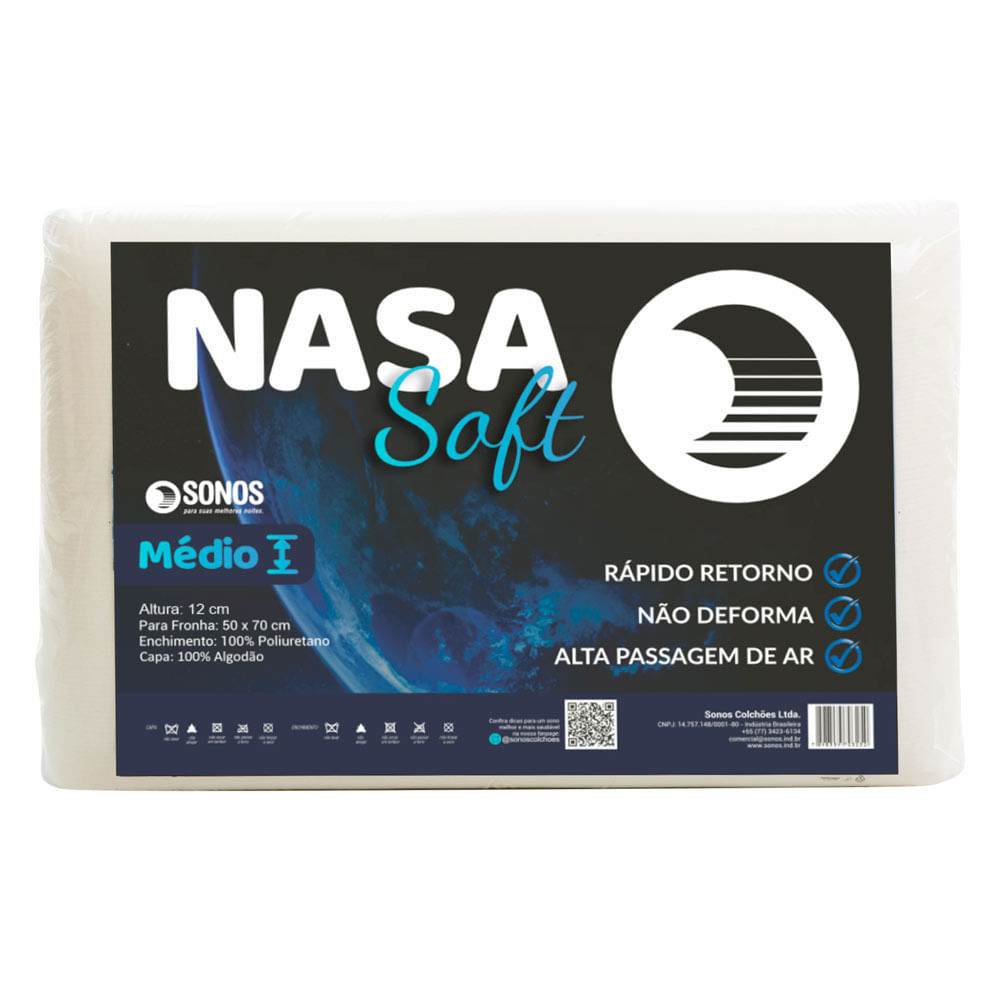 Travesseiro Sonos Nasasof Medio 12cm