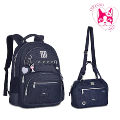 Kit de Mochila Costas e Lancheira Rebecca Bonbon Jeans- Clio Style Modelo:RB28037