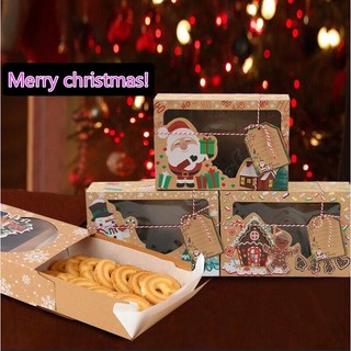 12 estilo europeu caixa de papel kraft papel kraft grande caixa de doces de natal pvc janela caixa de biscoito caixa de 