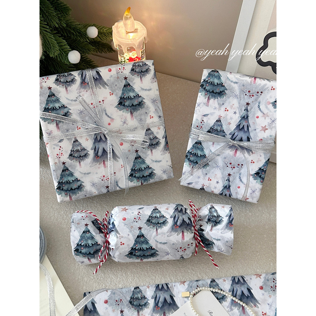 Ins estilo inverno árvore de natal Sydney papel floco de neve papel de embrulho de presente véspera de natal buquê forro
