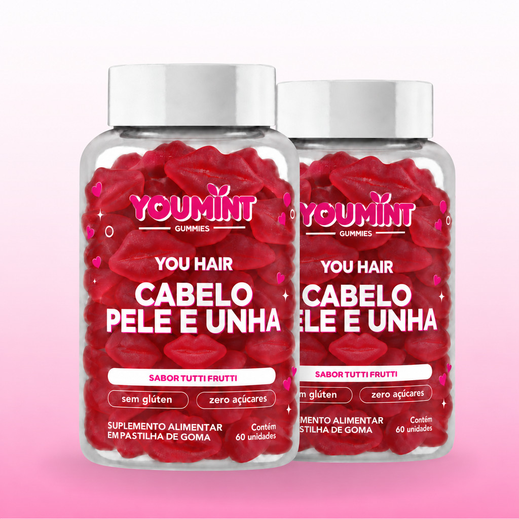Kit 2 Potes | Gummy Cabelo, Pele e Unha | Sabor Tutti Frutti | 120 un.