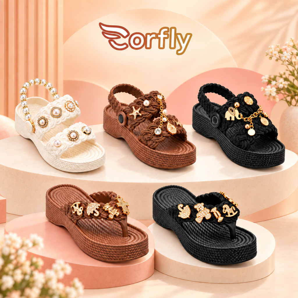 Sandália EVA Corfly Tendência 2026 com Pins Variados