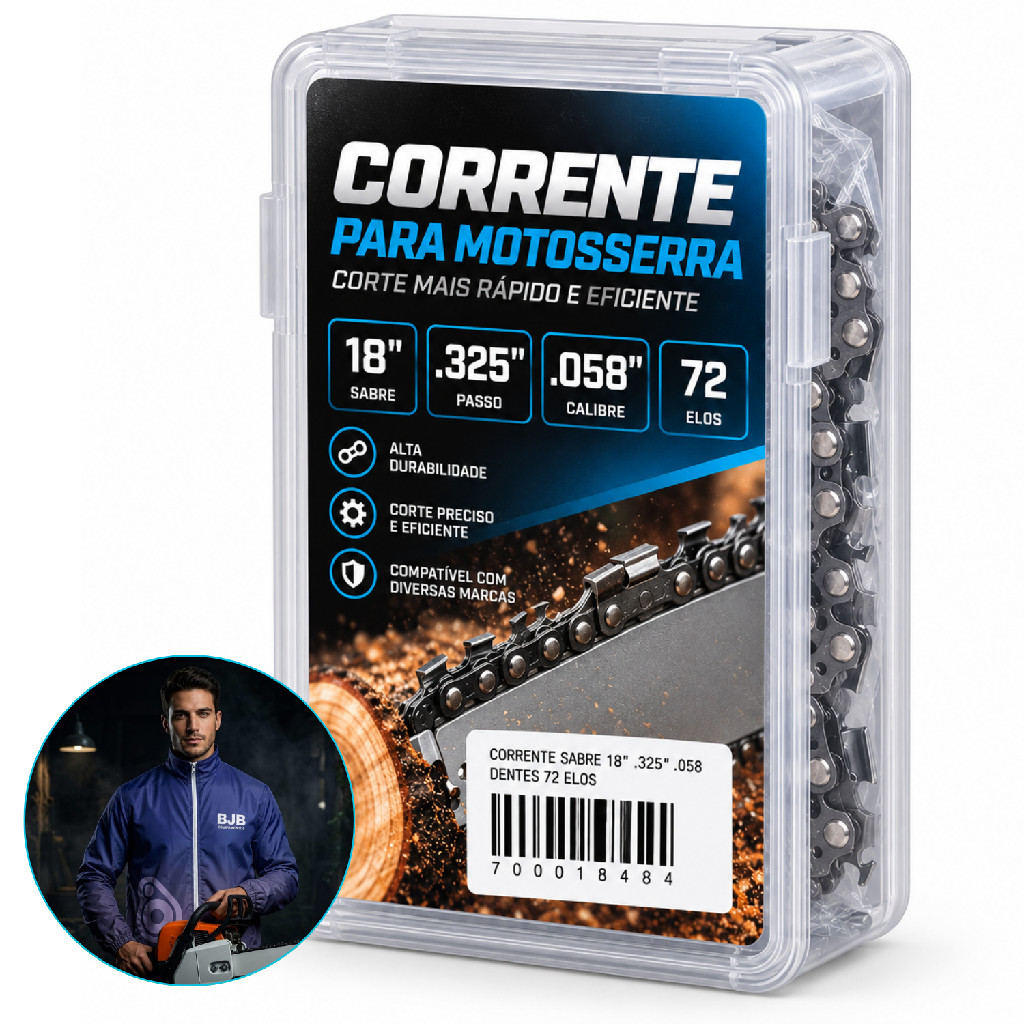 Corrente Motosserra Sabre 18" .325 .058 36D 72 Elos Compatível Toyama Vulcan