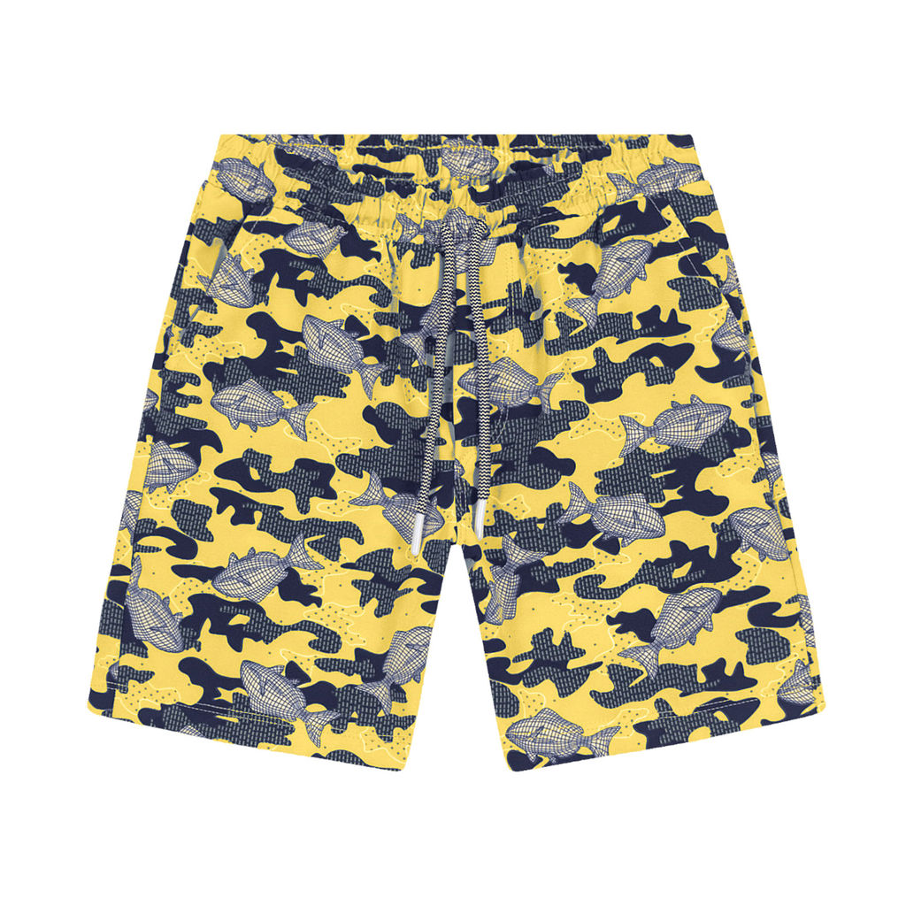Bermuda Infantil Estampa De Peixes Trick Nick Amarelo