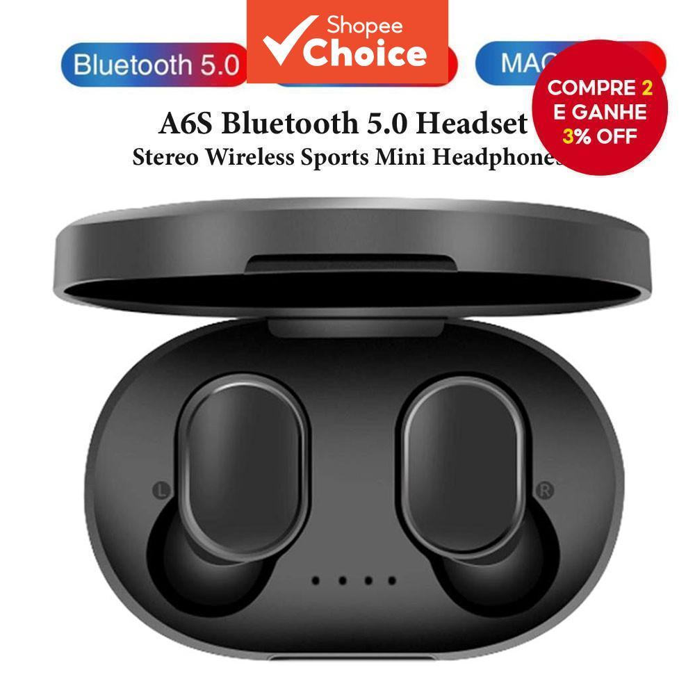 Fones De Ouvido A6S Somente Cor Preta Alto-Falante TWS Sem Fio Bluetooth À Prova D'água Fone Com Cancelamento De Ruído M