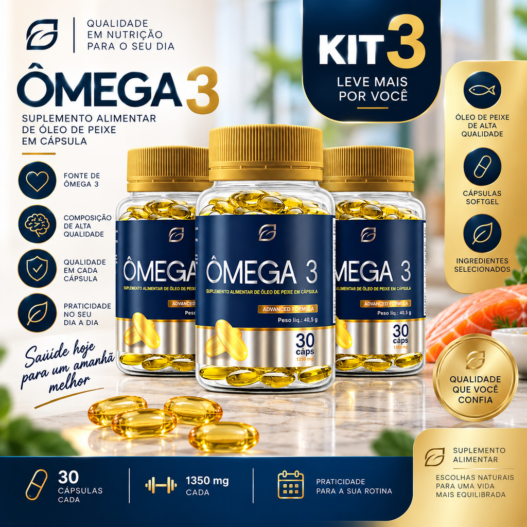 Combo 3 Ômega 3 Óleo De Peixe - Epa + Tdh Com 30cáps Original Envio Imediato