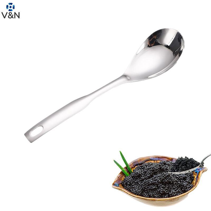 (V & N) Colher De Cozinha De Aço Inoxidável Com Furos Caviar Builder Roe Molho Coador Durável Utensílios .