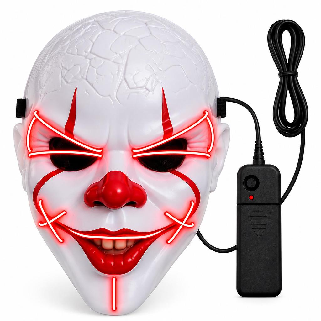 Mascara It A Coisa Pennywise LED 3 Modos Pra Fantasia Palhaço Assassino Halloween Adulto