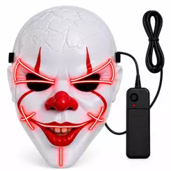Mascara It A Coisa Pennywise LED 3 Modos Pra Fantasia Palhaço Assassino Halloween Adulto