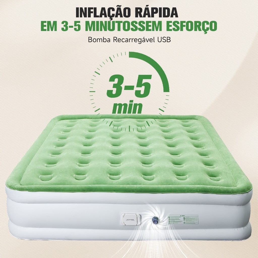 Colchão Inflável Casal/Solteiro/King JOYFOX Camping Casa Suporta 350kg com Travesseiro · foto 2
