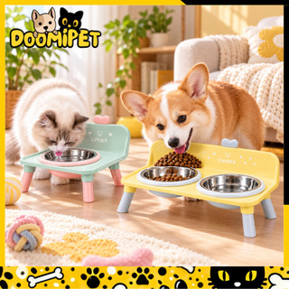 Comedouro Elevado para Cães e Gatos com Tigela de Aço Inox Simples ou Duplo Antiderrapante