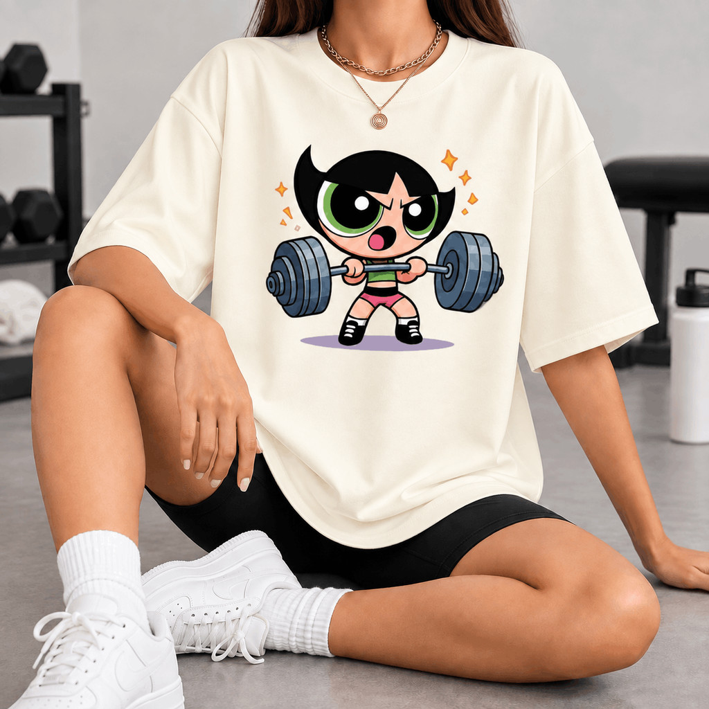Camiseta Oversized Streetwear Meninas SuperPoderosas Docinho Algodão Academia Treino Longa