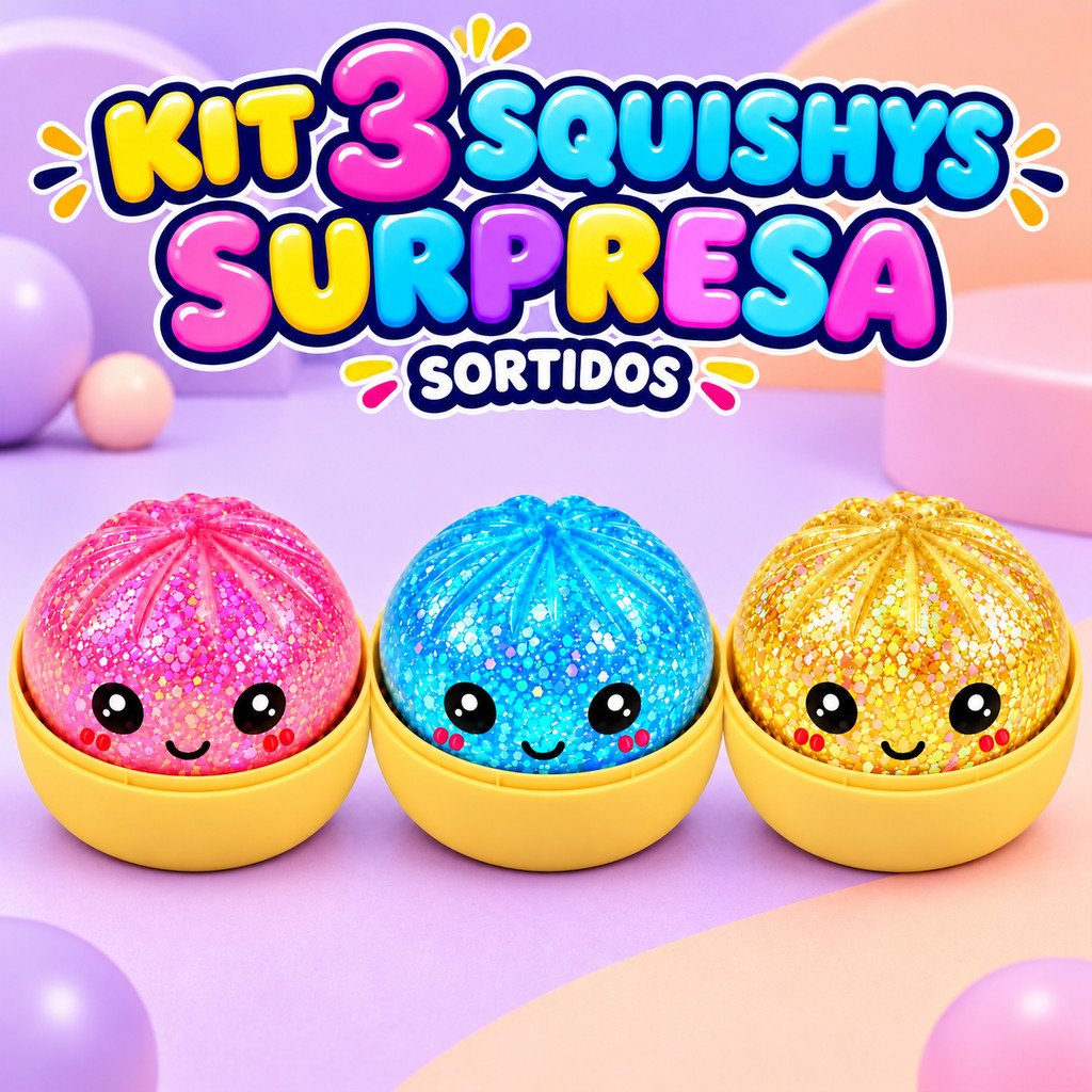 3 Squishy Bolinho Steam Bunz Sensorial Antiestresse Macio Apertável Com Caixa Promoção