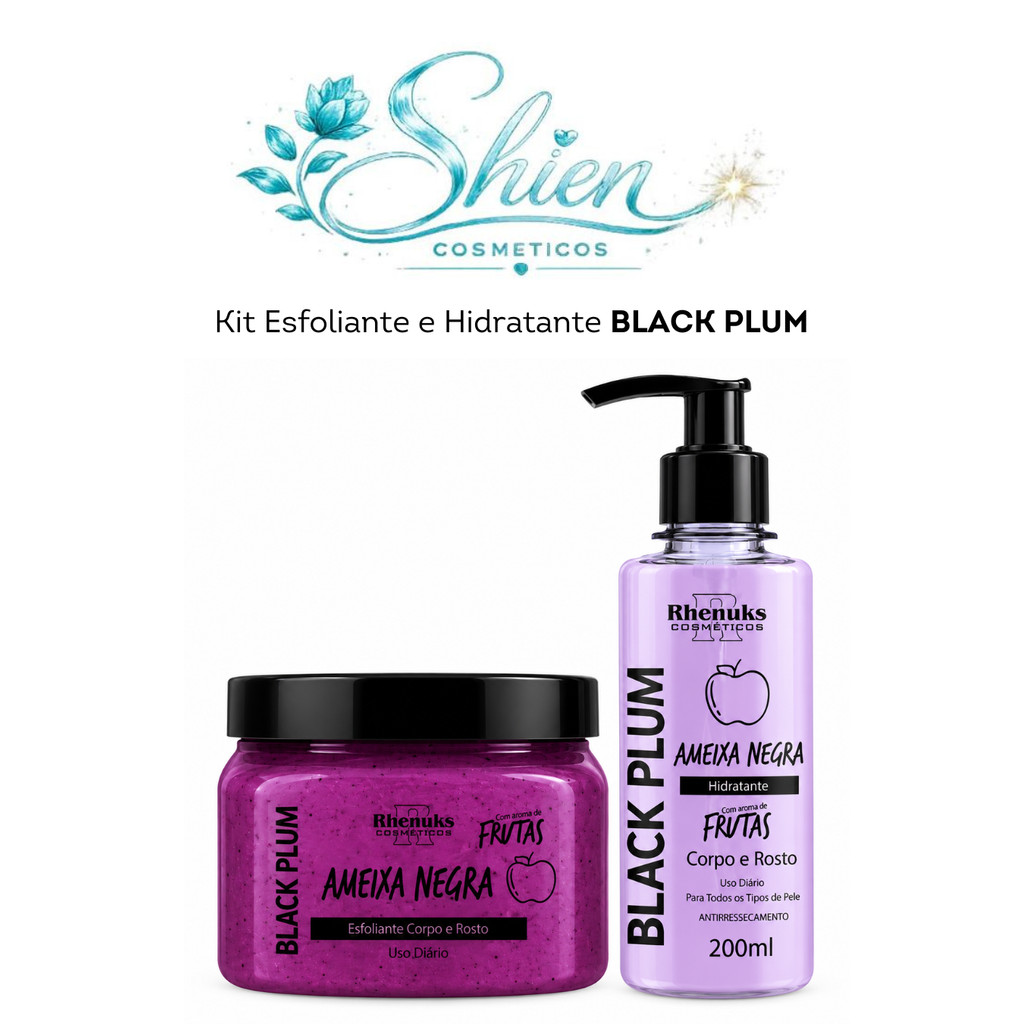 Kit Esfoliante + Hidrante Corpo E Rosto - Ameixa Negra | Rhenuks