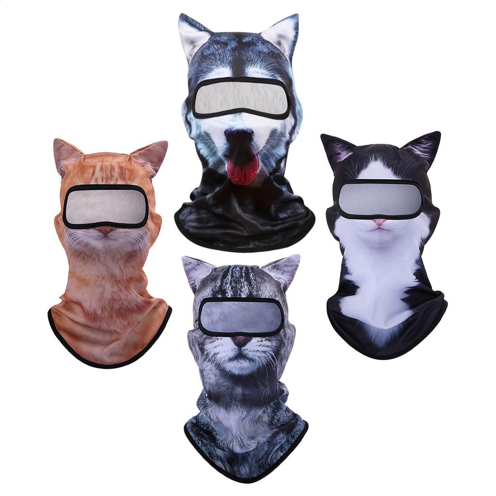 3D Gato Cão Esqui Balaclava Sheisty Máscara Facial Com Orelhas Bonito Animal De Para Festa De Halloween Atividades Ao Ar