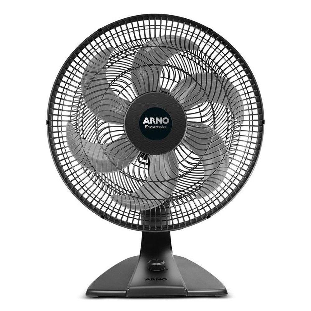 Ventilador de Mesa Arno 140W Preto com Cinza VD2E Essential 3 Velocidades 220V