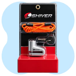 Tranca Trava Cadeado SHIVER Disco Moto Anti Furto Com Cabo Lembrete laranja pino grosso forte Reforçado segurança