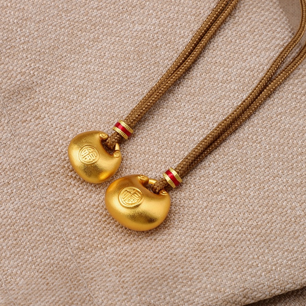 Latão areia ouro gordinho fortuna colar imitação de ouro pingente loja de ouro mesmo estilo camisola corrente sólida pin