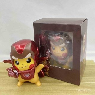 Figuras de ação em PVC de 10 cm, modelo de decoração de mesa, boneco de cosplay do Pikachu do anime, versão Q dos Vingad