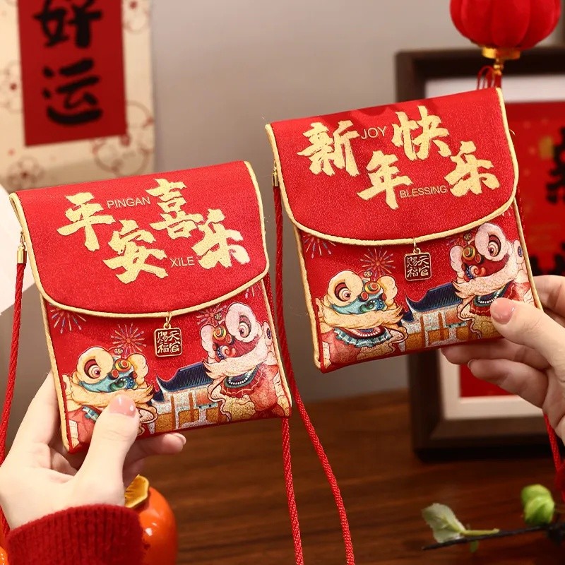 2026 Novo Estilo Tecido Envelope Vermelho Ano do Cavalo Ano Novo Aniversário Mês Completo Tamanho Grande Dez Mil Yuanli 