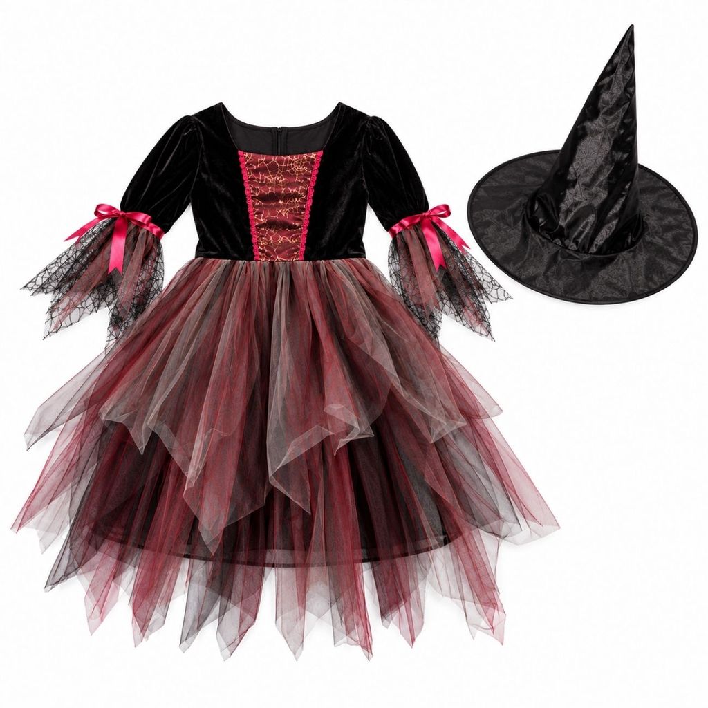 Fantasia de bruxa infantil. Vestido com chapéu. Perfeita para o dia das crianças e para Halloween.