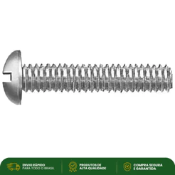 Parafuso Rosca Máquina Cabeça Redonda Fenda 1/4 x 3/8 Cento 100 Peças