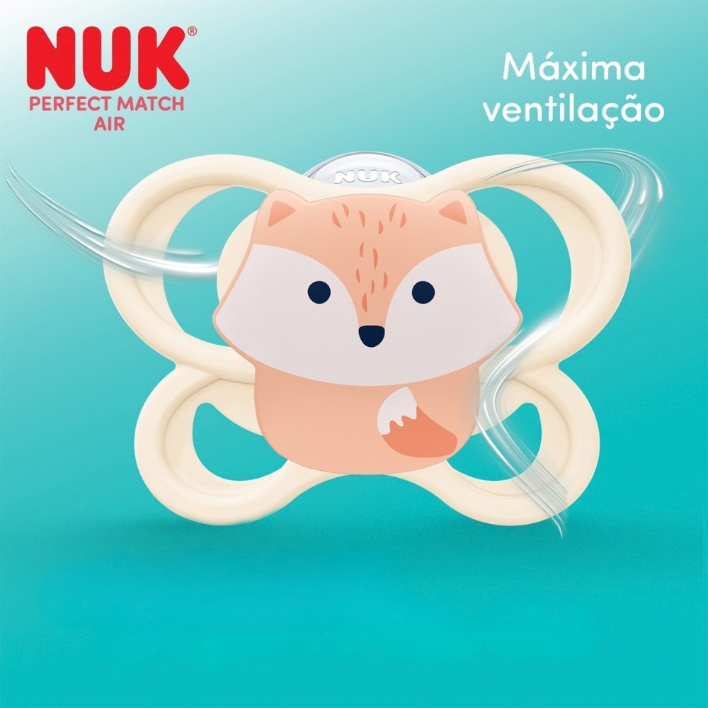 Chupeta Bico Silicone Perfect Match Com Estojo Escudo Extraventilado Neutra 0m+ Nuk — imagem 2 de 2