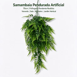 Samambaia Pendurada Artificial 70cm Folhagem Pendente Realista Varanda Sala Banheiro Jardim Vertical Kit 2/6/10