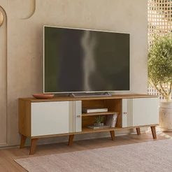 Rack para TV até 65 Polegadas MDF 160cm 2 Portas Denver Marrom Nature/Off White