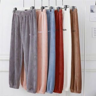 Fada calças quentes terno exterior Wear preguiçoso Coral velo casa solta calças de pijama outono inverno peludo engrossa