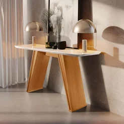 Aparador Atena Base Flex Laca e Vidro 135x35cm Castanho Cinamomo e Off White Marrom Castanho Cinamomo/Off White