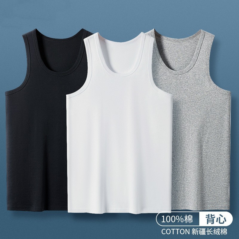 Colete masculino de algodão puro com fundo solto em forma de I colete esportivo obstáculos Fitness verão Casual roupa in