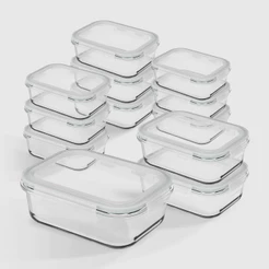 Kit com 12 Potes de Vidro Herméticos Retangulares Renove & Conserve Invicta