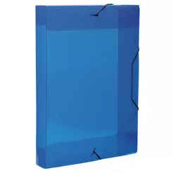 Pasta com aba elástico ofício lombo 40mm Topline trasnparente azul 0236.C Dello