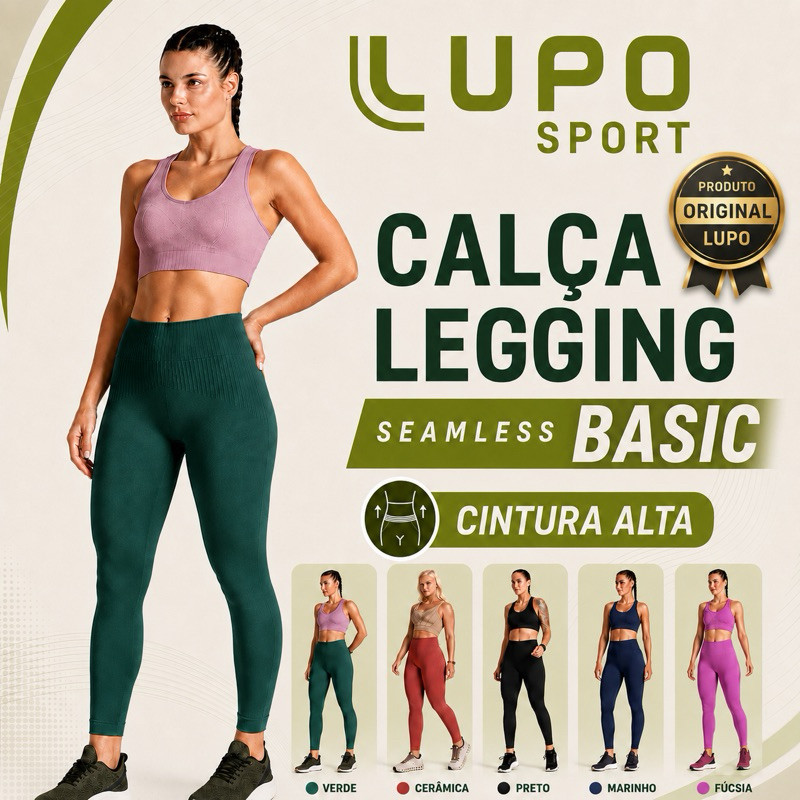 Calça Legging Lupo Sport Feminina Original Seamless Basic Cintura Alta Sem Costura Fitness Academia