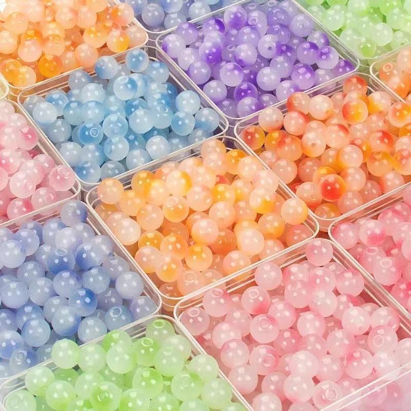 6/8MM contas de vidro gradiente de duas cores contas redondas contas soltas pulseira artesanal acessórios diy colar jóia