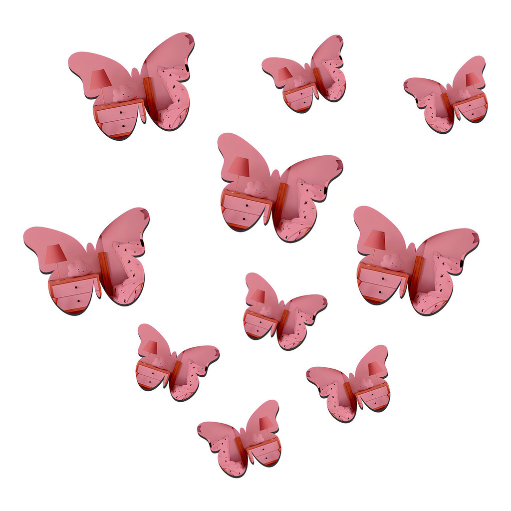 Kit 20 Borboletas Decorativas Acrílico Espelhado Moldura Rose Gold