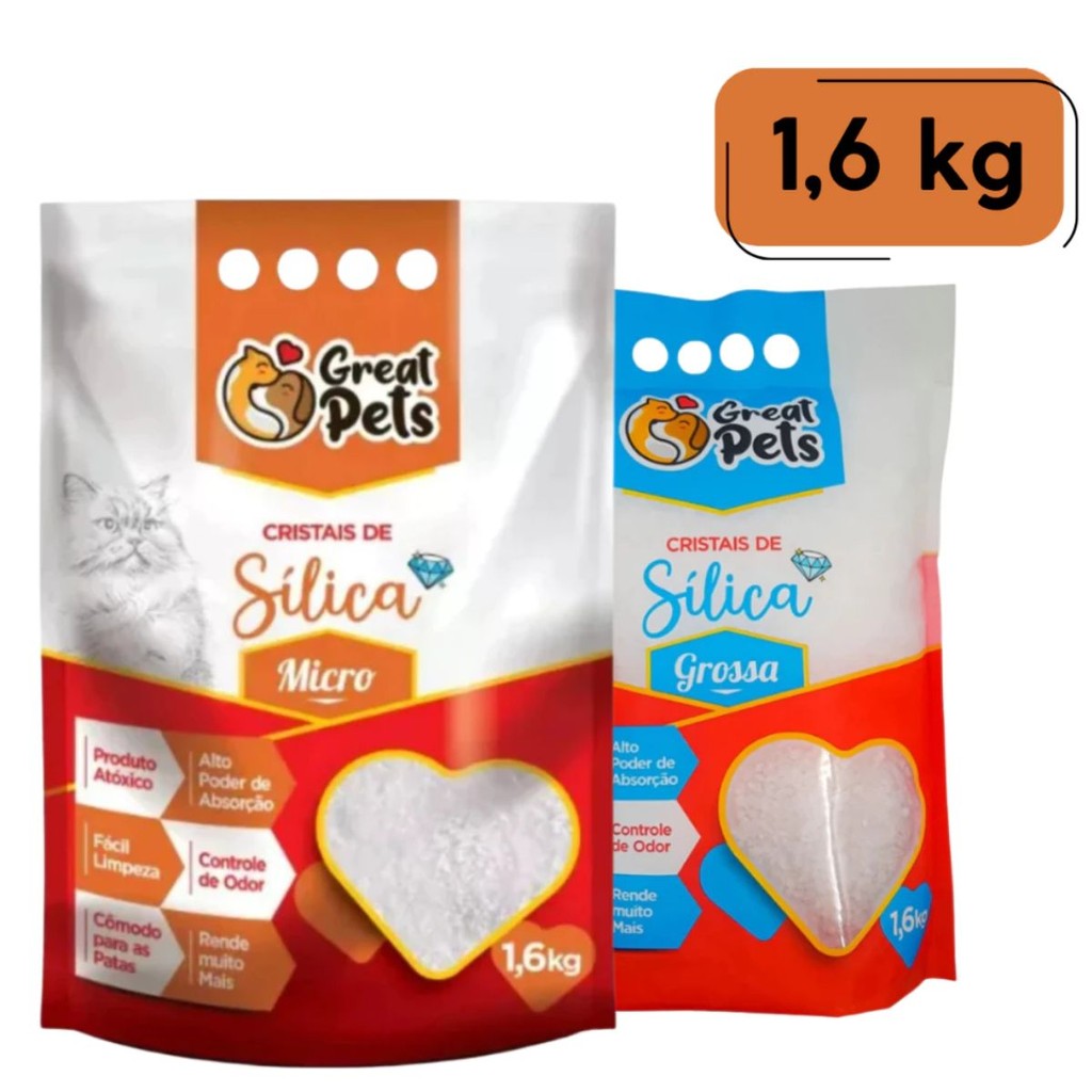 Detalhes do Areia Higiênica Para Gato Grossa Sílica Greats Pet 1,6kg