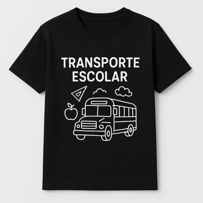 Transporte Escolar uniforme Camiseta Unissex tradicional Masculina e feminino unissex 100% algodao