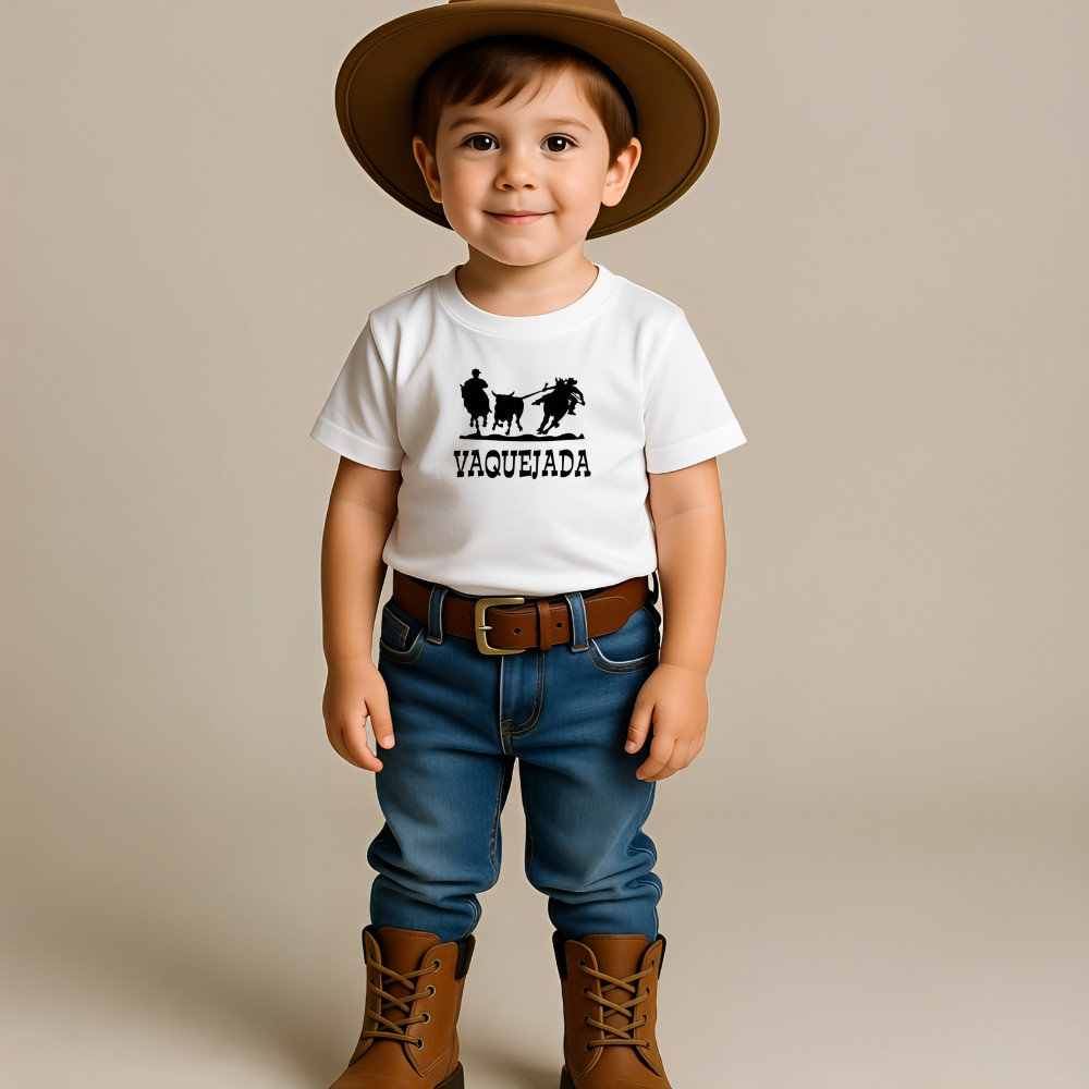 Camiseta Moda Country Infantil Blusinha Manga Curta Estampada Vaquejada 100% Algodão Premium Camisa Infantil Unissex