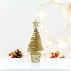Enfeite de Natal - Mini Pinheiro Ouro - 13x5x5cm - 1 unidade - Cromus - Rizzo