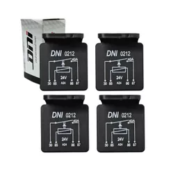 Kit 4 Rele Auxiliar Universal 40a 24v Com Suporte 4 Terminais Uso Geral Caminhões e Onibus DNI 0212