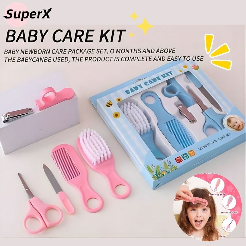 Kit 10 Itens de Higiene e Cuidados para Bebê Recém-Nascido Menino/Menina – Azul ou Rosa