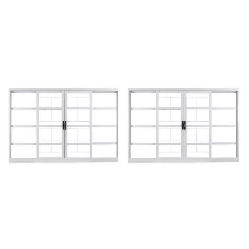 Kit com 2 Janelas de Aço de Correr 100x120cm 4 Folhas com Grade e Vidro Branca MGM em Oferta na Shopee