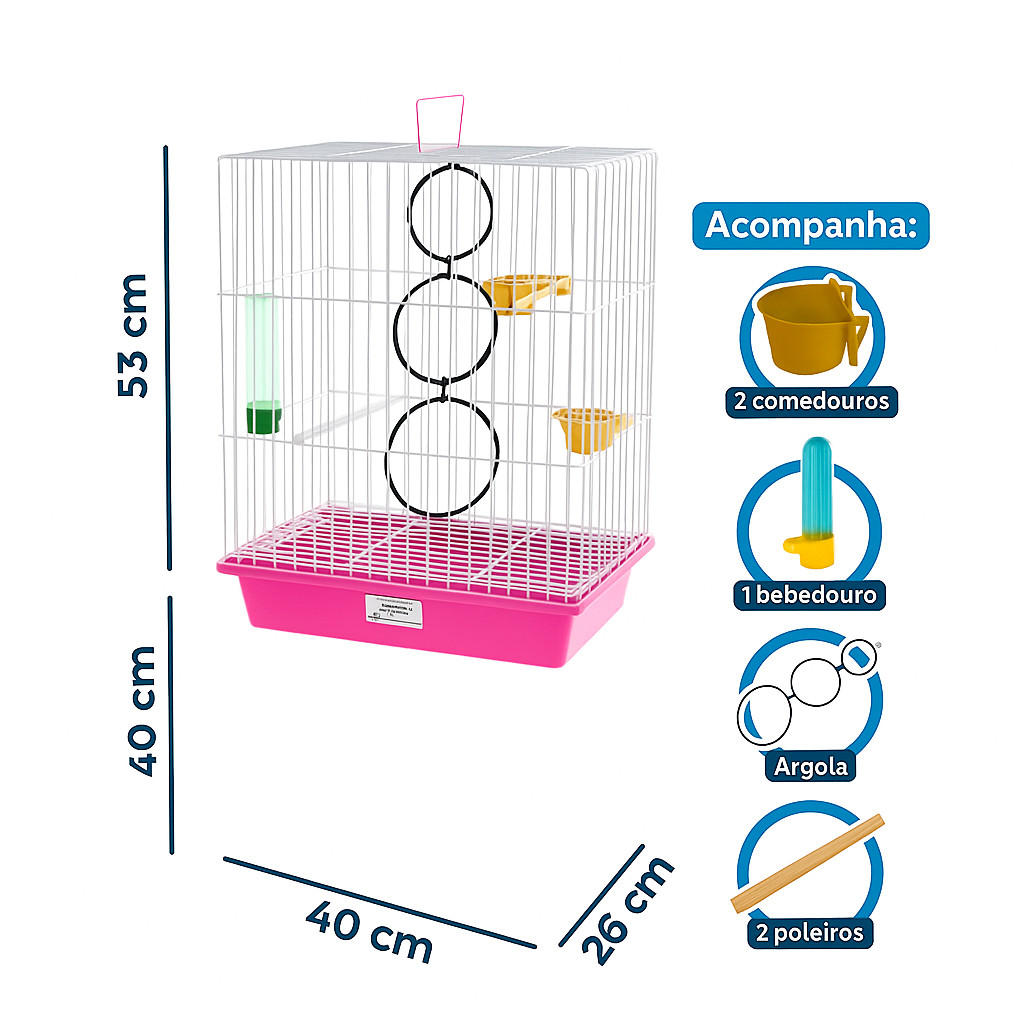 Gaiola Viveiro Calopsita Agapornis  Completa Com Acessórios