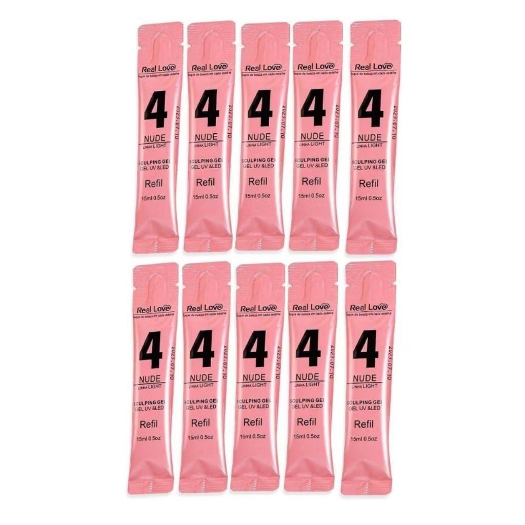 Kit 10 Sachês Refil Sculping Gel Unhas Light 15ml - Real Love Refilvi