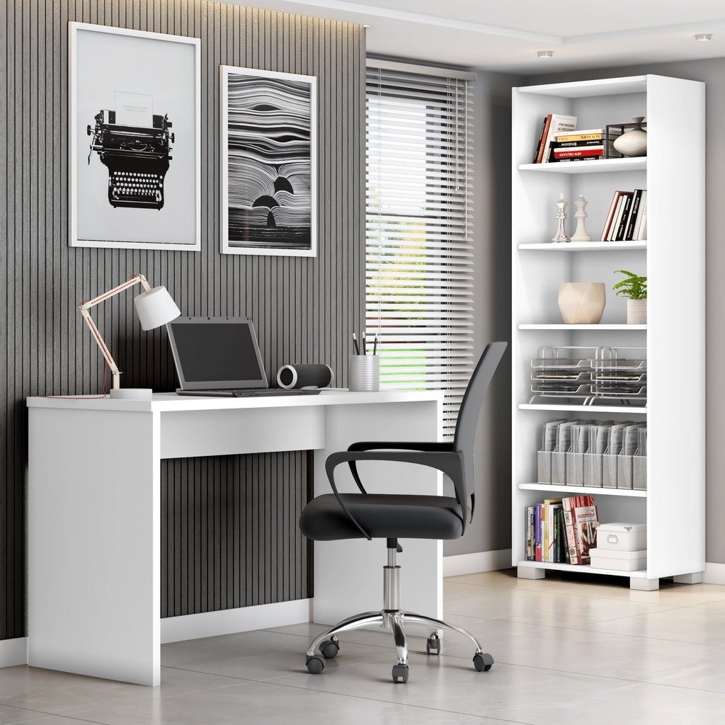 Kit 2 Peças com Estante Livreiro e Escrivaninha Gávea Espresso Móveis Branco em Oferta na Shopee