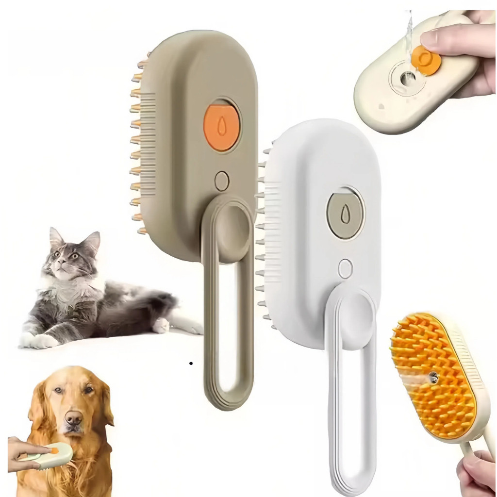 KIT 2 Escova A Vapor Para Gatos Cães 3 Em 1 Escovas Elétricas De Pêlos Pentes De Massagem Animais De Estimação Remoção