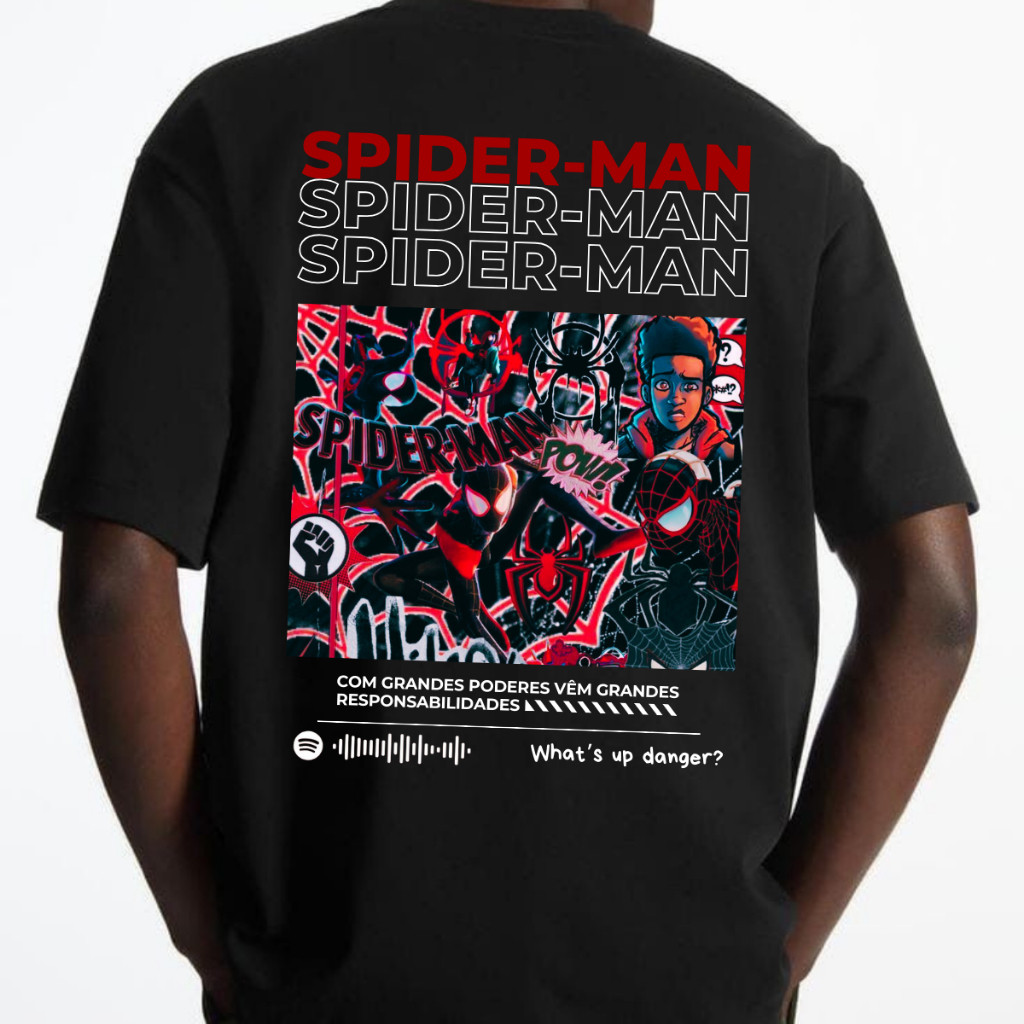 [Camiseta Premium em Algodão Puro]GXG Camiseta Masculina Estampada Spider Aranha Menino Miles Casal Namorados Em Algodão